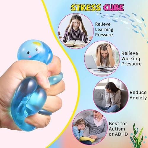 Stress Cube Fidget Toys Adults - Sensory Toys for Kids with Autism Stress Balls for Adults Squishy Toys for Anxiety Squeeze Fidgets for Teens Stress Relief Gifts Easter Basket Stuffers thumbnail 4