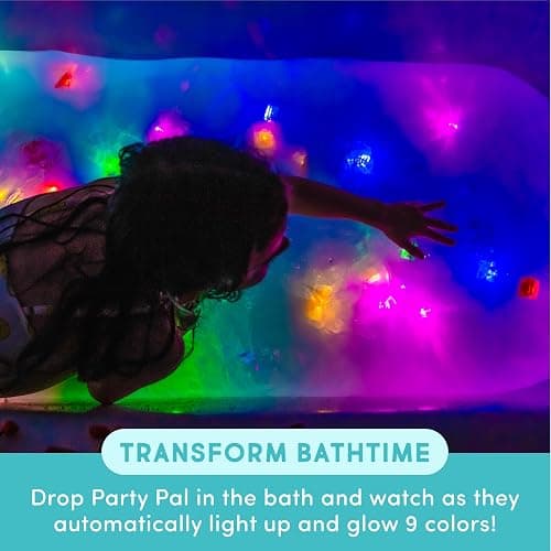New Glo Pals Water-Activated Bath Toy with 6 Reusable Light-Up Cubes for Sensory Play (Party Pal) thumbnail 3