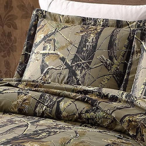 Chezmoi Collection Salem 3-Piece Cabin Lodge Forest Woods Comforter Set - Nature Camo Tree Leaves Printed Soft Microfiber Bedding - Natural, King thumbnail 5