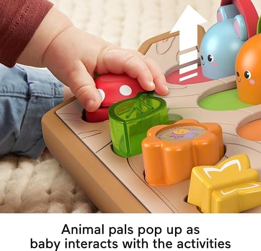 Fisher-Price Hide & Peek Pop-Up, Infant Activity Toy with Real Wood and Fabric Accents for Baby Ages 9 Months and Older thumbnail 3