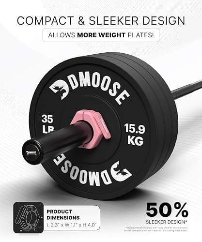 DMoose Fitness Barbell Clips 2 Inch (Pair) - Quick Release Olympic Barbell Clamps & Collars with Anti Slip TPR Grip for Secure Weightlifting and Powerlifting - Weight Clips for Bars at Home or Gym thumbnail 3