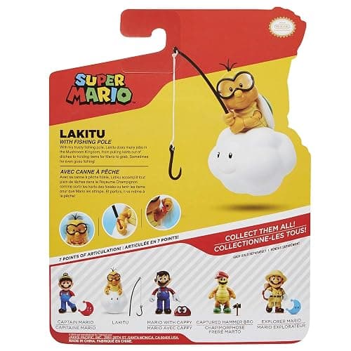 World of Nintendo Super Mario Lakitu 4” Articulated Figure with Fishing Pole thumbnail 3