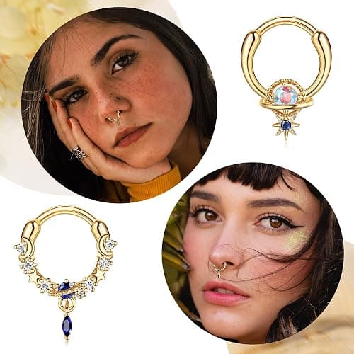 Morfetto 16G Septum Anneaux Septum Bijoux Septum Piercing Bijoux Mignon Serpent Papillon Septum Anneau Daith Boucles d'oreilles thumbnail 3