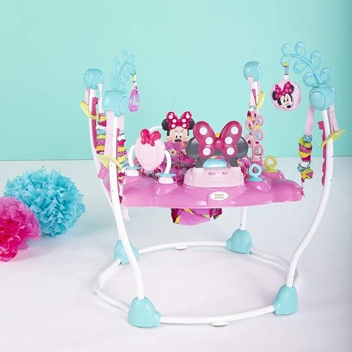 Bright Starts Disney Baby MINNIE MOUSE PeekABoo Baby Activity Center Jumper with 8 Toys, Lights & Sounds, 360-Degree Seat, 6-12 Months (Pink/Blue) thumbnail 15