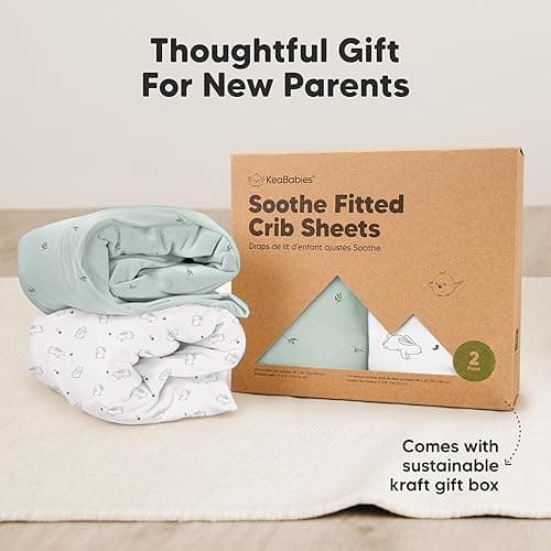KeaBabies 2-Pack Organic Crib Sheets for Boys, Girls - Fitted Crib Mattress Sheet Neutral, Breathable Jersey Cotton Cover for Baby Bed, Toddler Mattress, Soft & Cute Prints (Bunnies) - Bunnies thumbnail 9