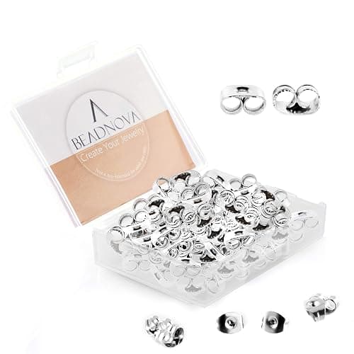 BEADNOVA Earring Backs Stainless Steel Earring Backings for Studs Hypoallergenic Surgical Locking Ear Stud Backs for Posts (60 pcs) - Image 1