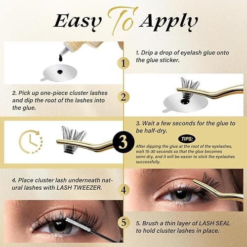 QUEWEL Lash Clusters Glue 10ml Black DIY Lash Extensions for Individual Lashes Long-Lasting No Irritation, Large Capacity No Shaking (Black-10ml) thumbnail 4