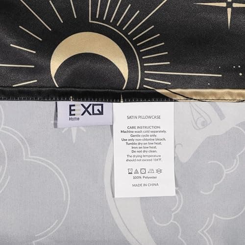 EXQ Home Satin Pillowcase for Hair and Skin - Black Printed Silk Body Pillowcase 20x54 inches - Body Pillow Cases with Envelope Closure, Gifts for Women Men thumbnail 7