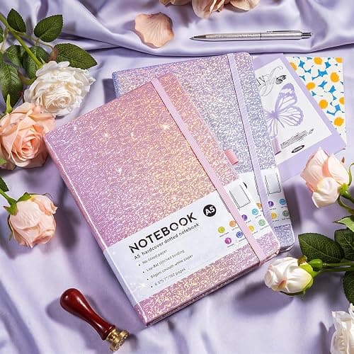 Glitter A5 Lined Notebook Hardcover, Ruled Journal No Bleed Paper Gift | Sparkling Hardcover With 192 Thick Smooth Pages. Lay-Flat Stitched Binding, Pen Loop & Elastic Band. For Daily Use. thumbnail 9