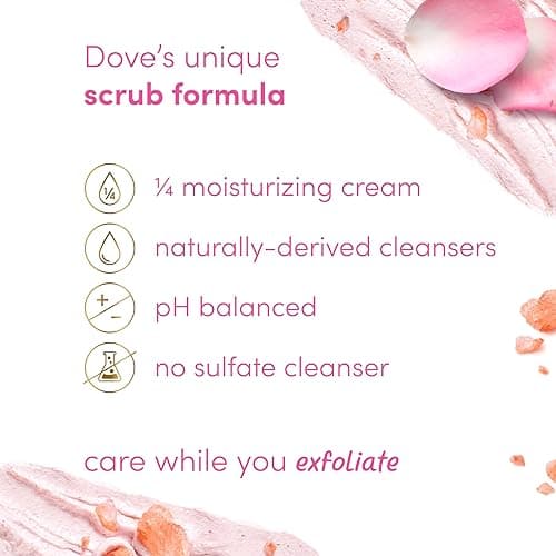 Dove Himalayan Salt & Rose Oil Body Scrub Exfoliates and Deeply Nourishes for Smooth, Radiant Skin 15 oz - Himalayan Salt & Rose Oil - 15 Ounce (Pack of 1) thumbnail 4