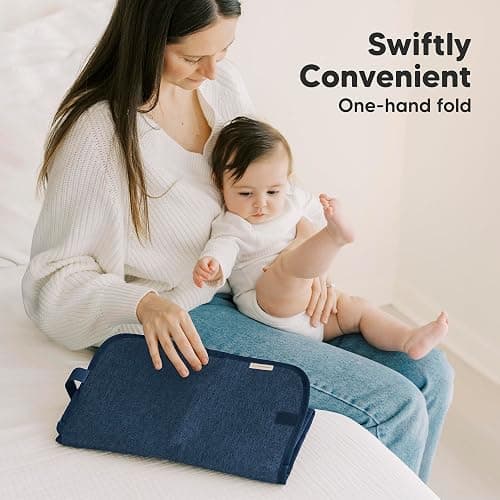 KeaBabies Portable Diaper Changing Pad, Easy Wipe Clean - Foldable Waterproof Baby Changing Mat for Diaper Bag, Compact, Lightweight, 25x13 Newborn, Infant, Baby Changer Travel Essential (Navy Blue) thumbnail 6