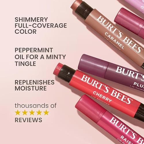 Burt's Bees Christmas Gifts, Lip Shimmer Nude Collection, Tinted Lip Balm Stick, Moisturizing for Hydration with Natural Glowy Pigmented Finish & Buildable Color, Value Pack, 3 Tubes x 0.09 Oz thumbnail 3