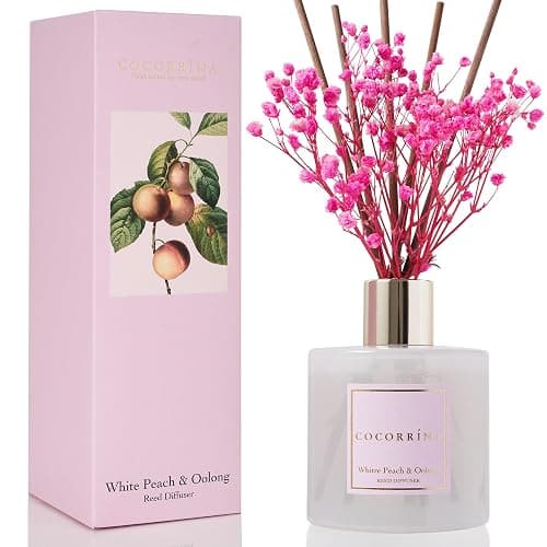 Cocorrína Reed Diffuser Sets - 6.7 oz. White Peach& Oolong Scented Diffuser with 8 Sticks Home Fragrance Reed Diffuser for Bathroom Shelf Decor - Image 1