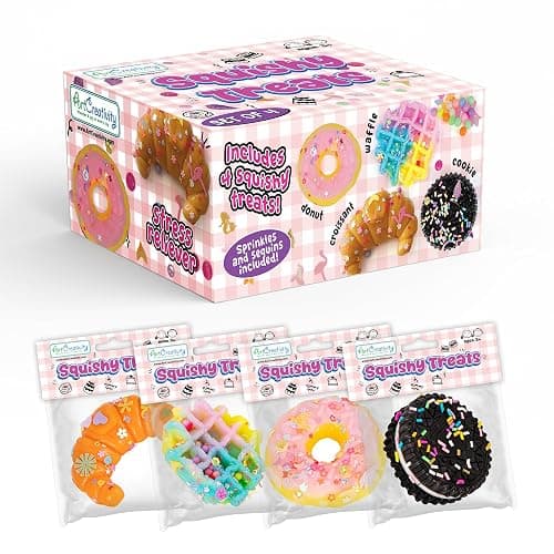 ArtCreativity Squishy Treats Fidget Toys for Kids and Adults - 4 Pack - Super Soft Squishy Dessert Include Sandwich Cookie, Donut, Croissant, and Waffle - Squeeze Toys for Stress Relief and Anxiety thumbnail 8