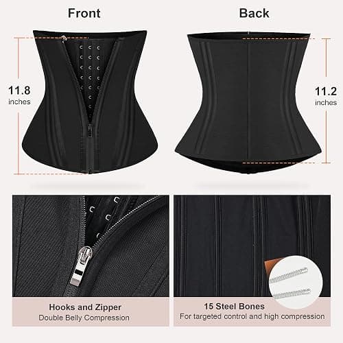 SHAPERX Waist Trainer for Women Corset Shapewear Tummy Control Sport Workout Waist Cincher Body Shaper Zipper and Hooks thumbnail 3