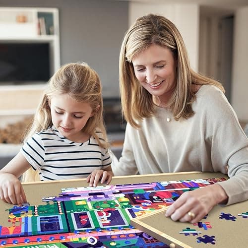 Jigsaw Puzzle Board 1500 Pieces, 2-in-1 Tilting and Rotating Puzzle Board with Drawers and Cover, Wooden Portable Puzzle Board for Adults, Board Game Table for All Ages thumbnail 2