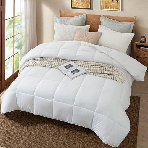 Dorrin Nessin Queen Size Down Alternative Comforter All Season Duvet Insert(White,90x90)-Ultra Soft Double Brushed Microfiber Quilt Cover, Classic Box Stitched with 8 Corner Tabs thumbnail 3