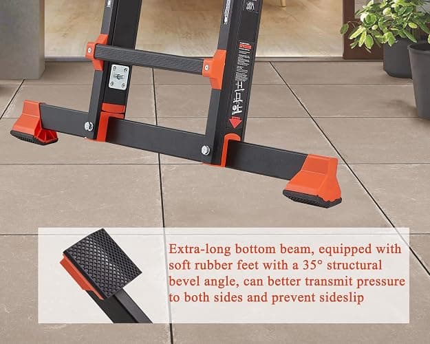 LANBITOU Ladder, A Frame 5 Step Ladder Extension, 17 Ft Anti-Slip Multi Position Ladder, Storage Folding Ladder, 330 lbs Security Load Telescoping Aluminum Ladders for Stairs Home Indoor Outdoor Roof | 2mm Thickness Aluminum,Telescoping,Anti-Slip Feet,ANSI Approved,Storage Folding,Security Load for Stairs Indoor Outdoor Roof thumbnail 5