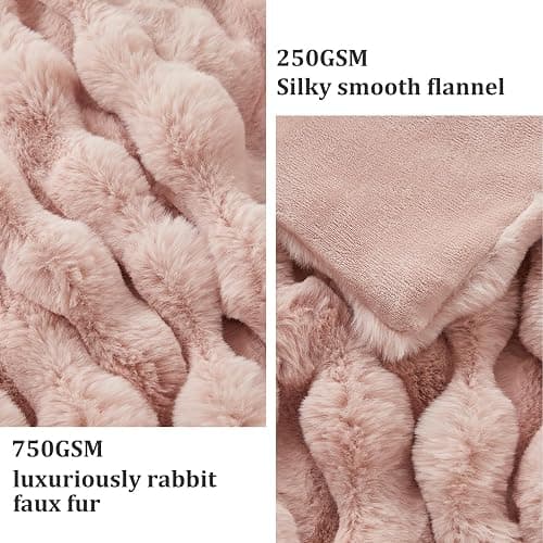Faux Fur Throw Blanket for Couch, 1000 GSM Cozy Fuzzy Fluffy Soft Plush Thick Bubble Sherpa Blanket for Sofa Bedroom Living Room, Mothers Day Birthday Gifts for Women Home Decor thumbnail 4