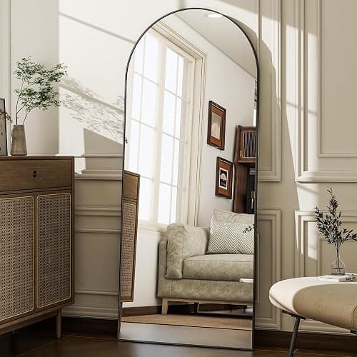 WISSMIELS 57" x 20" Arched Full Length Mirror - Wall Mounted/Floor Mirror Aluminum Alloy Frame Full Body Mirrors for Bathroom Living Room Bedroom and Entryway,Black thumbnail 5