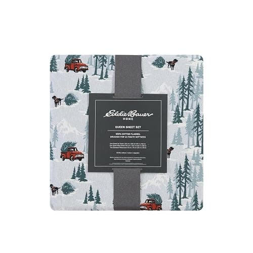 Eddie Bauer - Flannel Sheets Queen Size, Anti-Pilling & Wrinkle Resistant Cotton, Touchably Soft for All-Season Comfort - Bed Sheets with Matching Pillowcases & Fitted Sheet (Tree Farm Light Blue) thumbnail 5