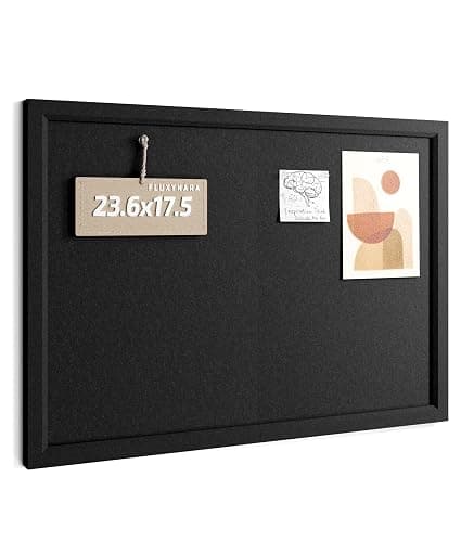 Fluxynara Foldable Cork Board Alternative, Felt Bulletin Board 23.6" x 17.5" Black Frame with 12 Adhesive Tabs, Pin Board for Home Office, Classroom, Entryway, Kitchen Wall Decor—Black - Image 1
