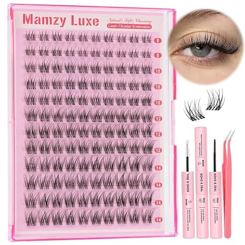 Natural Lash Clusters Kit Short Wispy Eyelash Clusters 8-14MM Clear Band Cluster Lashes Extensions Kit 120Pcs CC-Curly Daily Exquisite Eyelashes Clusters with Bond and Seal and Tweezers thumbnail 9
