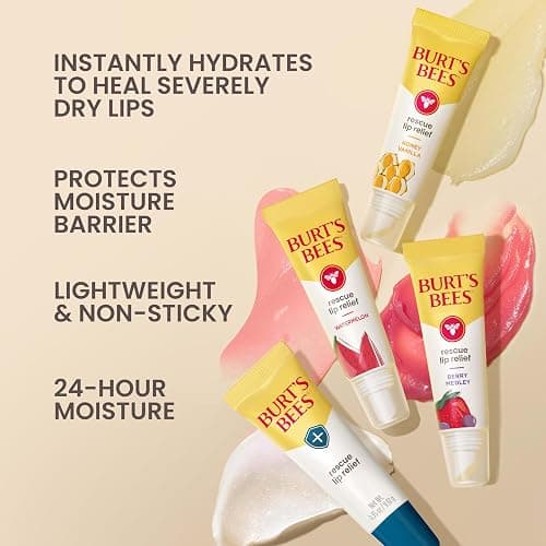 Burt's Bees Stocking Stuffers, Rescue Lip Relief, Honey Vanilla, Hydrating Lip Balm for Dry Cracked Lips, with Responsbily Sourced Beeswax and Shea Butter, 100% Natural Origin, 1 Squeezy Tube, 0.35oz thumbnail 2