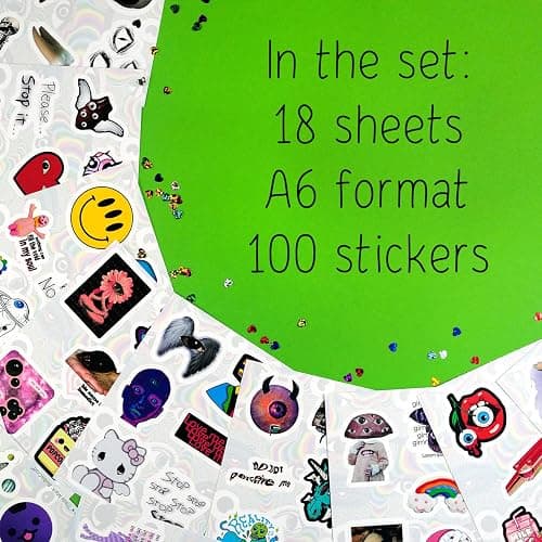 BulbaCraft 100Pcs Weirdcore Stickers, Weird Stickers for Adults, Weird Gifts, Psychedelic Decals, Trippy Decals, Weirdcore Accessories, Gifts for Women & Men thumbnail 3