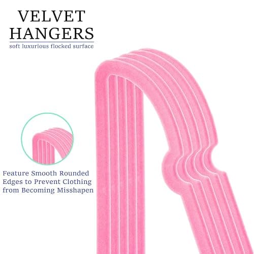 JIUXCF Velvet Hangers 20 Pack, 16" Non Slip Adult Hangers, Slim Clothes Hanger with 360 Degree Swivel Hook - Durable & Cute for Coats, Shirts, Dress (Pink) thumbnail 4