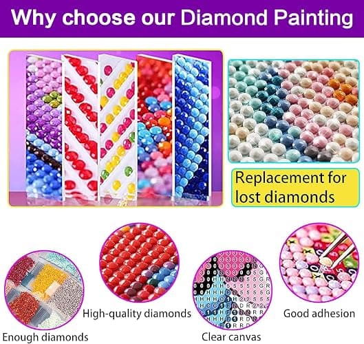 croshom Wild Flowers Diamond Art Painting for Adults-Flower DIY 5D Diamond Art Kits,Gem Art Kits for Gift Home Decor 12x16in thumbnail 5