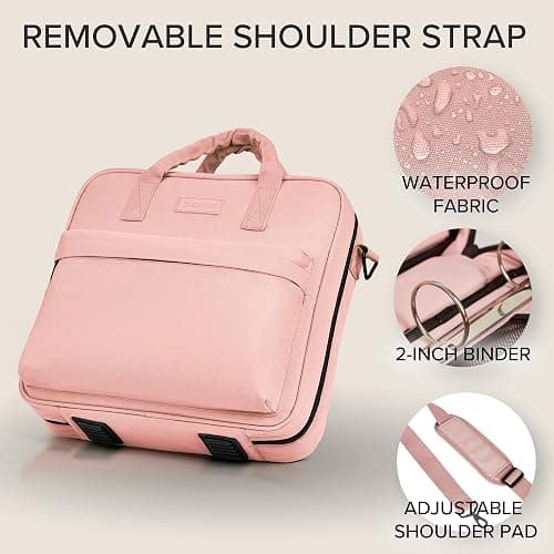 Sturdy 3 Ring Zipper Binder with Shoulder Strap for School - Beautiful 2 Inch Zip Up Binder with Extra Pockets Holds 500 Sheets, Books & Laptop - Easy to Carry Trapper Keeper Made of Premium Fabrics thumbnail 5
