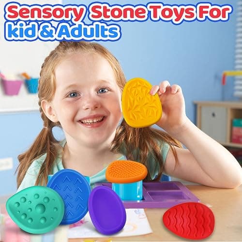 Fidget Classroom Must Have Sensory Toys for Kid Adult 6PC Worry Stone for Autism ADHD Special Education Needs Calm Down Quiet Fidget Stress Item Anxiety Relief Classroom Prizes Gift - 6PC thumbnail 5
