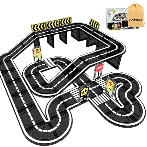 Goodtiles Magnetic Tiles Road Expansion Set, STEM Magnetic Building Blocks for Kids Ages 3-5 4-8 5-7, Preschool Learning Sensory Kids Toys for Toddler Birthday - Image 1