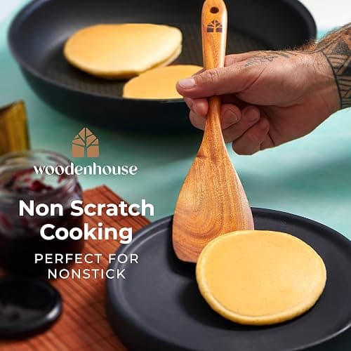 Wooden Utensil Set 8 Pcs – Sturdy & Easy to Clean, Natural Teak Wooden Spoons for Cooking – Non-Scratch Cooking Utensils with Spatula, Turner, Ladle, Spoons, Holder, Spoon Rest, 6 Hooks Kitchen Gifts thumbnail 7