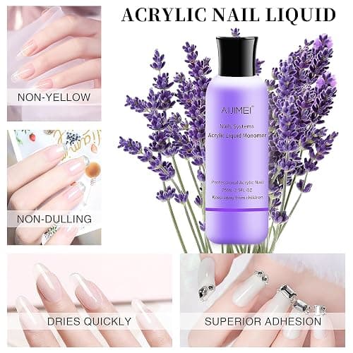 AIJIMEI Acrylic Nail Liquid Monomer 75ml/2.5fl.oz, Acrylic Nail Monomer Liquid Nail Extension Nail System thumbnail 4