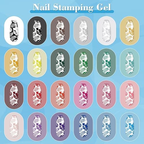 Biutee Nail Stamping Gel Polish 24 Colors Stamp Polish Gel 0.17 Fl Oz UV LED for Nail Art Stamping Plate Stamper Soak Off Printed DIY Nail Art Design 5ML thumbnail 2