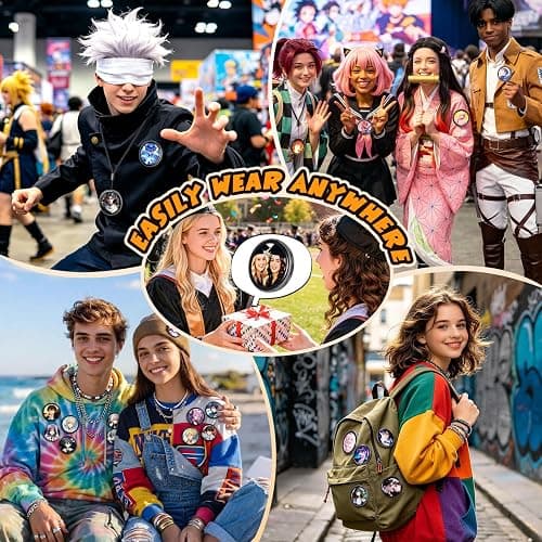 Digital Pin, Digital Badge with Audio Speaker & Touch Screen LED Display, Customizable Anime Style Wearable, Smart Button for FIFA World Cup Footbal Party, Cosplay and Fandoms（For <10s MP4, Images） thumbnail 7