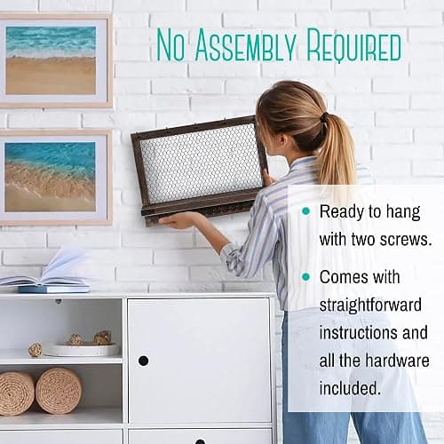 OUTSHINE Large Farmhouse Wall Jewelry Organizer (Espresso) | Wall Organizer For Earrings, Necklace, Bracelet, Hair Accessories | Chicken Wire Earring Holder | For Women, Wife, Mom, Girlfriend thumbnail 3