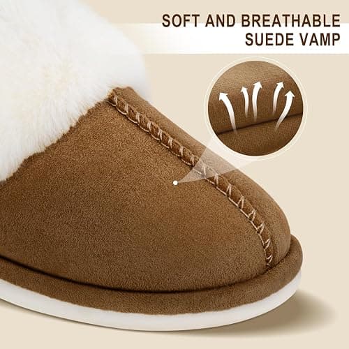 Parlovable Women's Fuzzy Slippers Memory Foam Fluffy Winter House Shoes Suede Faux Fur Slippers Indoor Outdoor thumbnail 3
