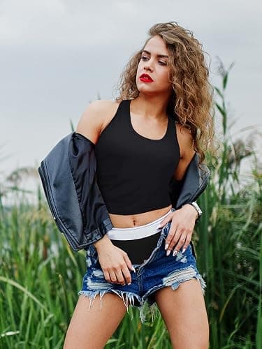 Boao 4 Pieces Basic Crop Tank Tops Sleeveless Racerback Crop Top for Women thumbnail 7