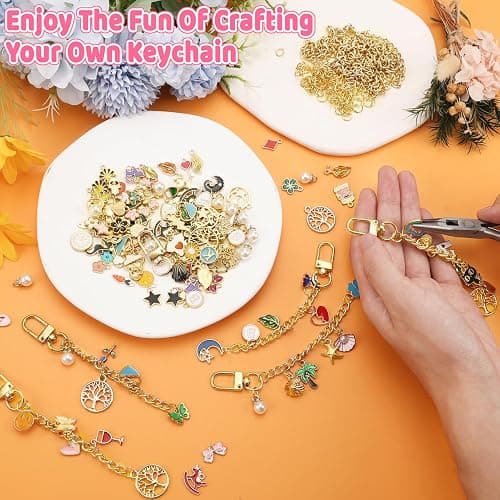 212Pcs Lip Gloss Keychain Making Kit Bag Charm Kit Lipgloss Charms DIY Jewelry Keychian Making Supplies Key Chain Maker Bulk 80 Charms 15 Keychain Clip 15 Extender Clip Charm Jewelry Chain DIY Crafts thumbnail 4