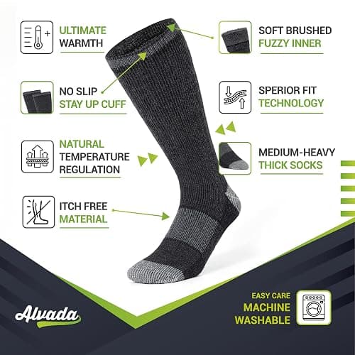 Alvada Warm Thermal Wool Socks for Winter Moisture Wicking and Breathable Cozy Boot Socks thumbnail 2