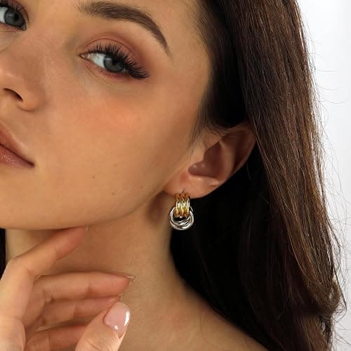 NIXMAX Chunky Gold Knot Earrings thumbnail 2