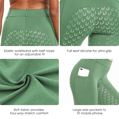 FitsT4 Sports Women's Full Seat Riding Tights Active Silicon Grip Horse Riding Tights Equestrian Breeches thumbnail 4
