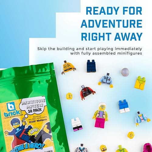 Brick Loot Random Minifigure Pack 10-Piece Building Brick Character Figures | Includes random minifigures with accessories, compatible with most building bricks for collecting, display, and creative play thumbnail 6