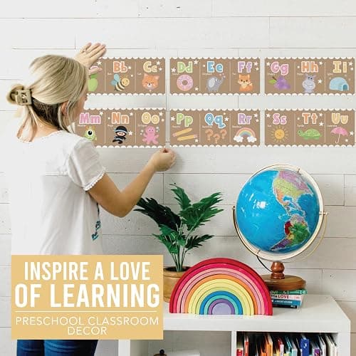 Hadley Designs Alphabet for Classroom Wall - ABC Posters for Classroom Wall, Kindergarten Classroom Decor & Daycare Decorations, Preschool Bulletin Board Sets, Kraft Daycare and Homeschool Essentials thumbnail 6