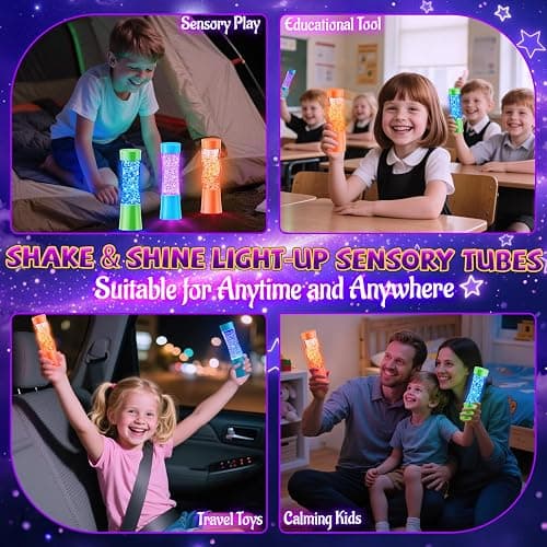 Subao 3 Pack Light Up Sensory Tubes Anxiety Relief Items,Fidget Toys for Kids & Adults,Sensory Toys for Kids with Autism Calm Down Corner Supplies,Preschool & Kindergarten Classroom Must Haves thumbnail 6