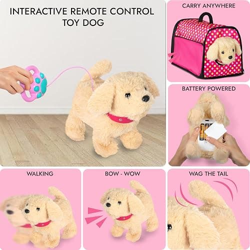Puppy Doll Stroller – Remote Control Walking & Barking Plush Dog Toy for Kids – Electronic Interactive Puppy with Sounds, Tail Wagging & Music – Pretend Play Pet Toy for Girls & Boys Ages 2–7 thumbnail 7