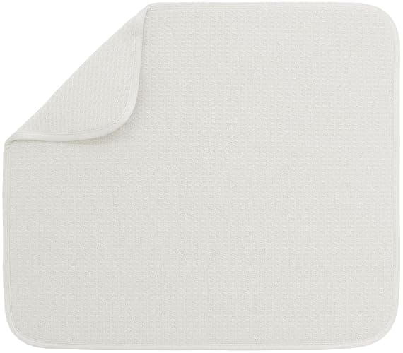 S&T INC. Dish Drying Mat, 16" x 18", Large, Cream | Absorbent Microfiber, Kitchen Counter Mat for Dishes, Utensils, Pots and Pans, Machine Washable - Image 1